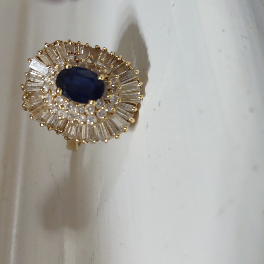 Levian 14kt yellow gold diamond blue sapphire ring - Picture 7 of 13